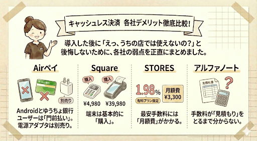 キャッシュレス決済各社デメリット徹底比較