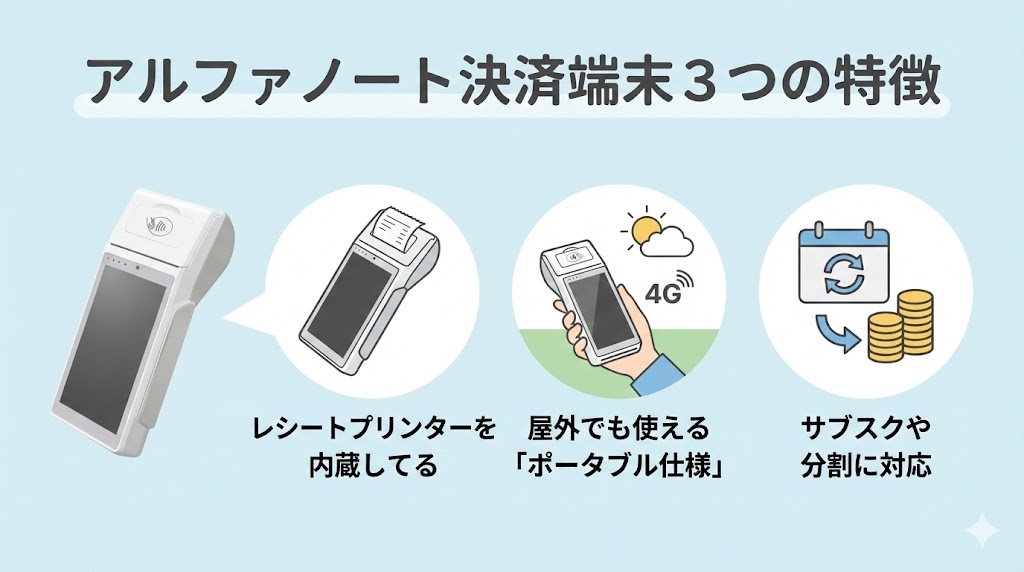アルファノート決済端末3つの特徴